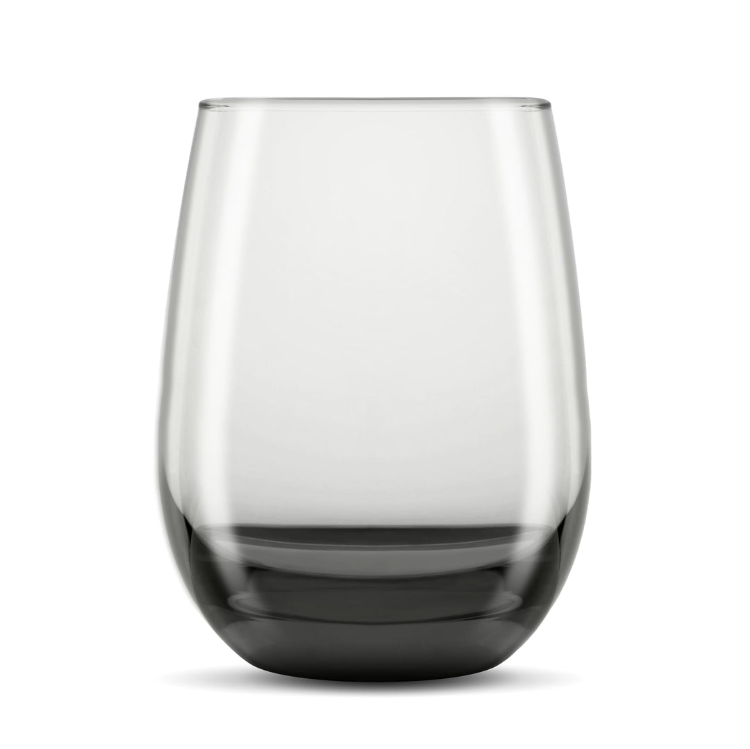 Includes six 15.25-ounce stemless colored wine glasses (3.5-inch diameter by 4.5-inch height)