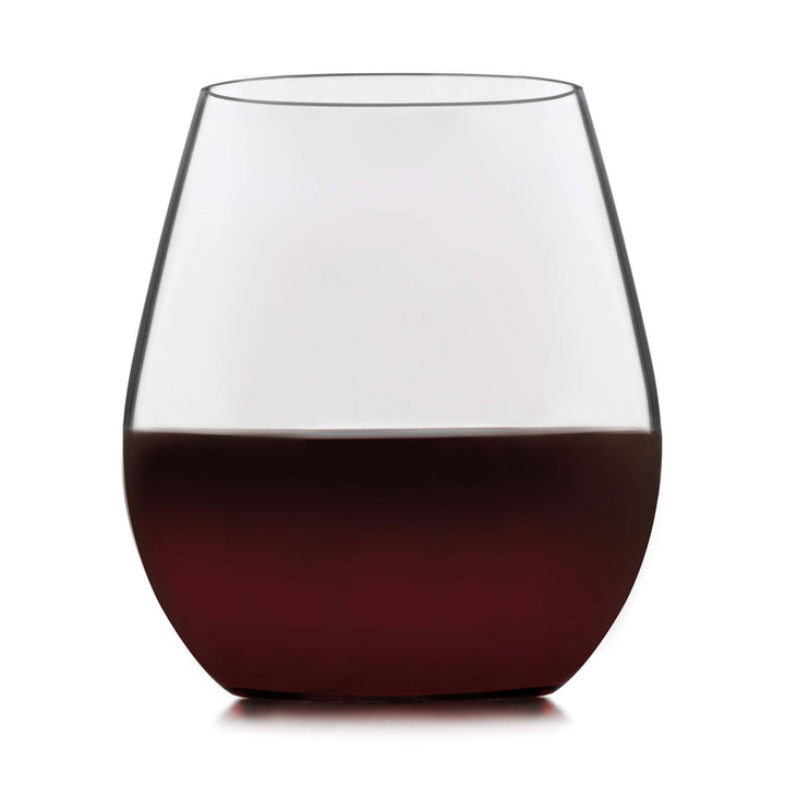 Easy-to-hold and swirl set of four 18-ounce stemless red wine glasses — perfect for Cabernet Sauvignon, Merlot, Shiraz, Zinfandel, and more