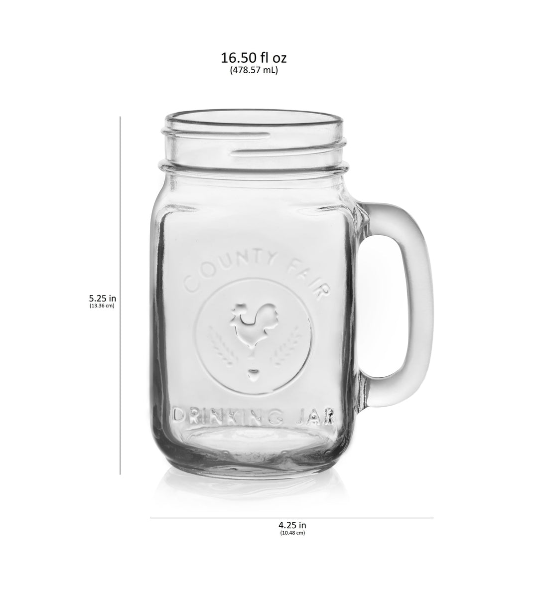 Libbey County Fair Glass Drinking Jars, 16.5 ounce, Set of 12