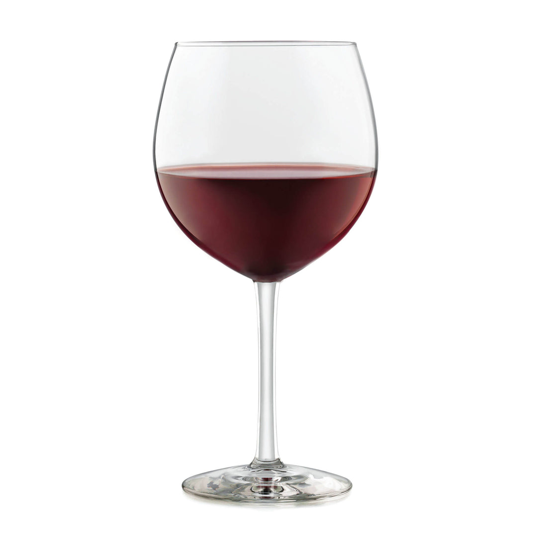Large, round bowl enhances red wine's aroma and flavor profile; clean lines, beautiful glass clarity, and sculpted shape please the eye