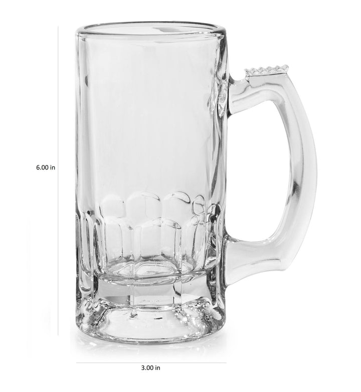 Includes 4, 12.68-ounce beer mugs (4.81-inch diameter by 6-inches tall)