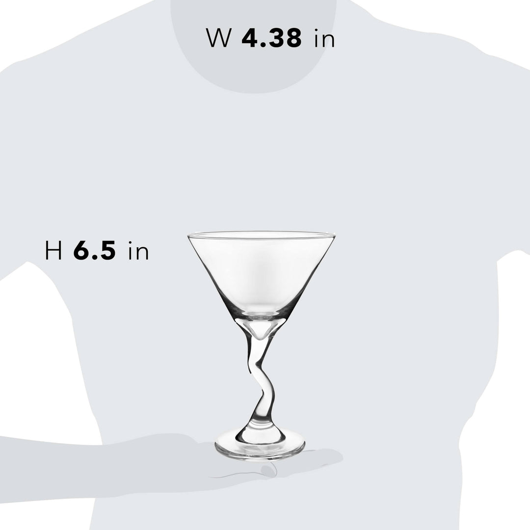 Includes 4, 9-ounce martini glasses (4.3-inch diameter x 6.5-inch height)
