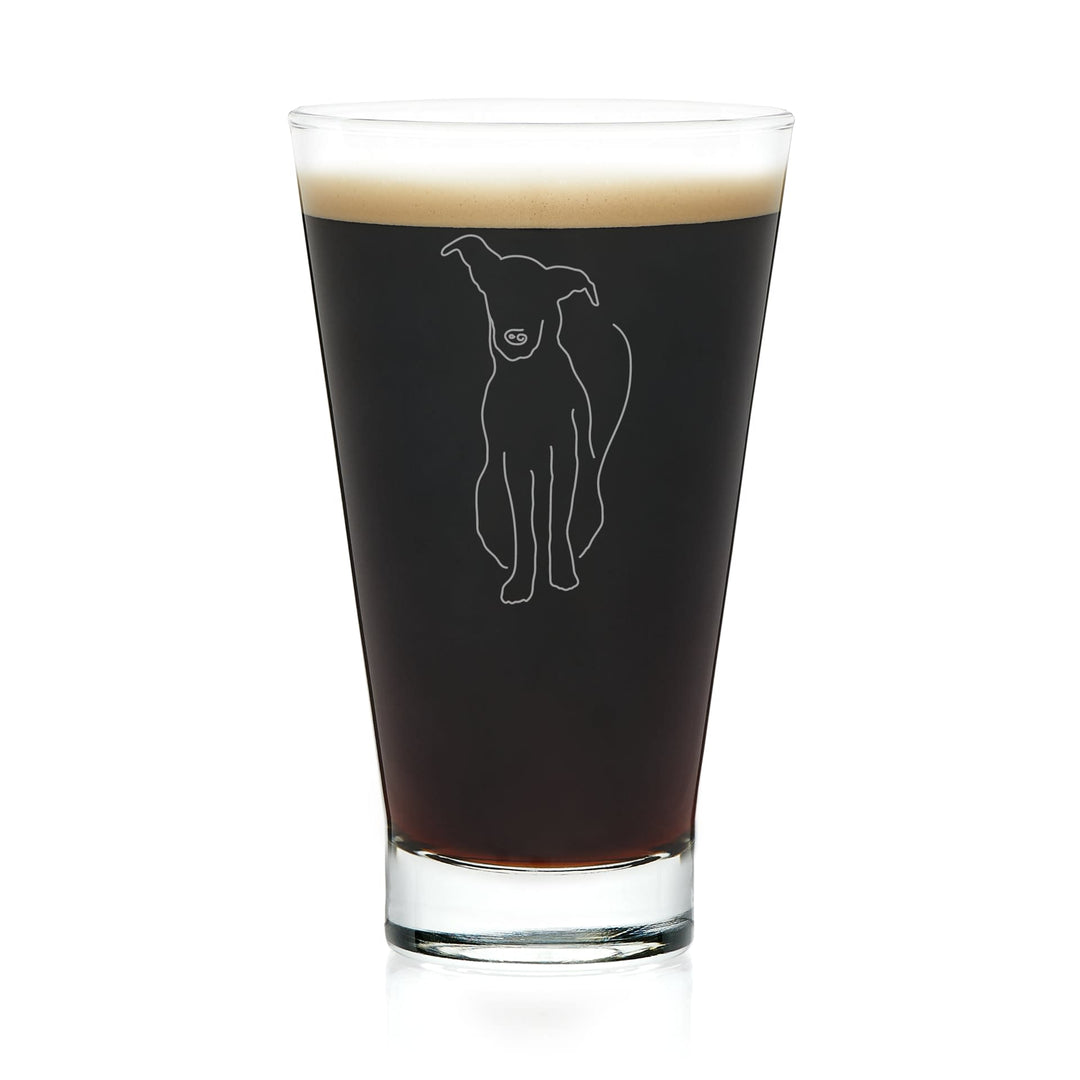 Versatile hi-ball glass features sophisticated dog illustration and is perfect for serving cocktails, water, soda, smoothies and more