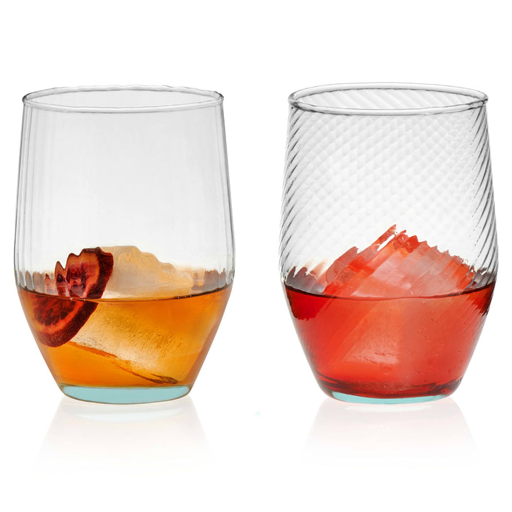 Libbey Prologue Luna Recycled Handblown Curved Tumbler Glasses, Set of 6