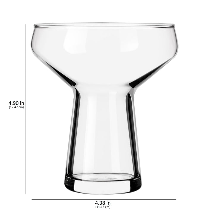 On-trend stemless silhouette is stylish and sturdy