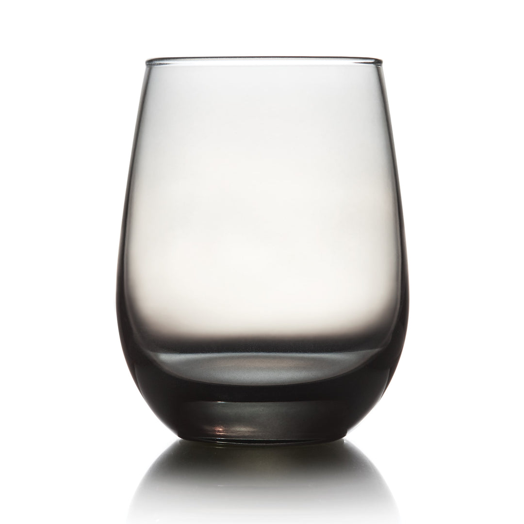 Includes 12, 15.25-ounce stemless glasses (3.5-inch diameter x 4.5-inch height)