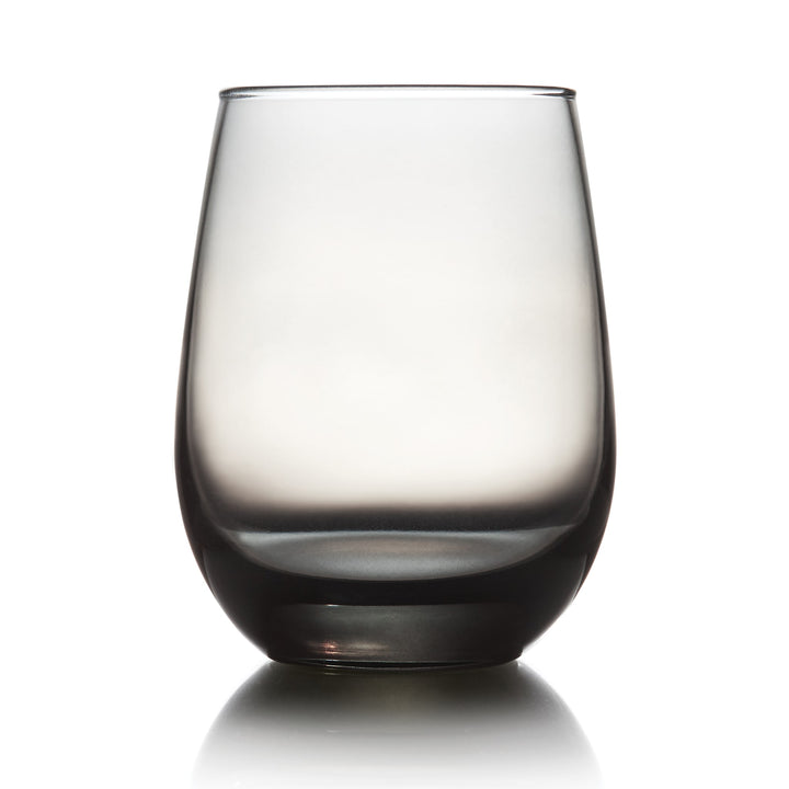 Includes 12, 15.25-ounce stemless glasses (3.5-inch diameter x 4.5-inch height)