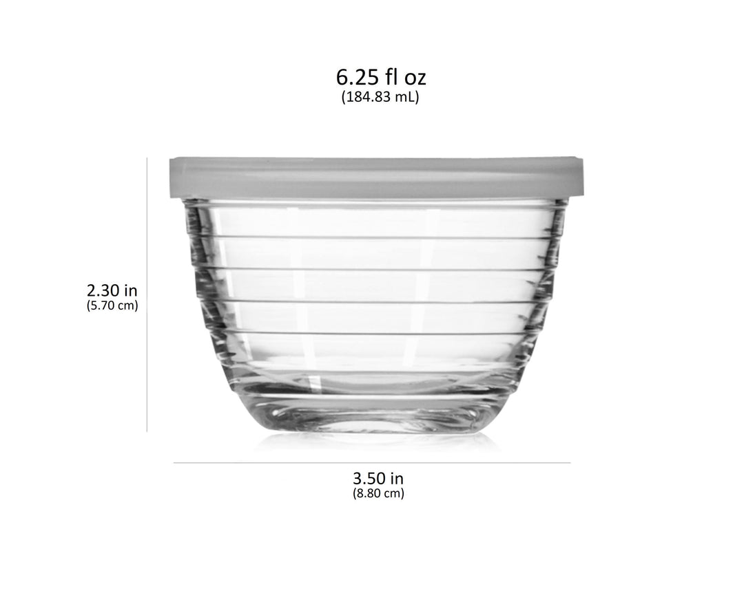 Libbey Small Glass Bowls with Lids, 6.25-ounce, Set of 8