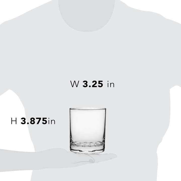 Includes eight 12.75-ounce glasses (3.25-inch diameter x 3.88-inch height)