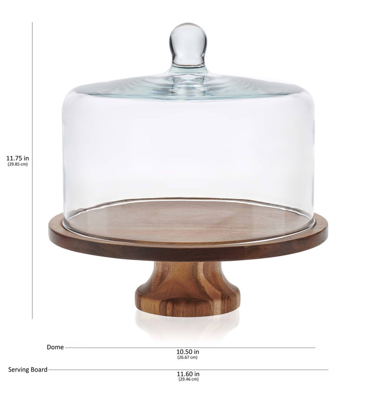 Elegant pedestal bottom provides a stunning display; raised board makes it easy for passing, serving, and sharing; each acacia wood piece is one-of-a-kind in its grain and color