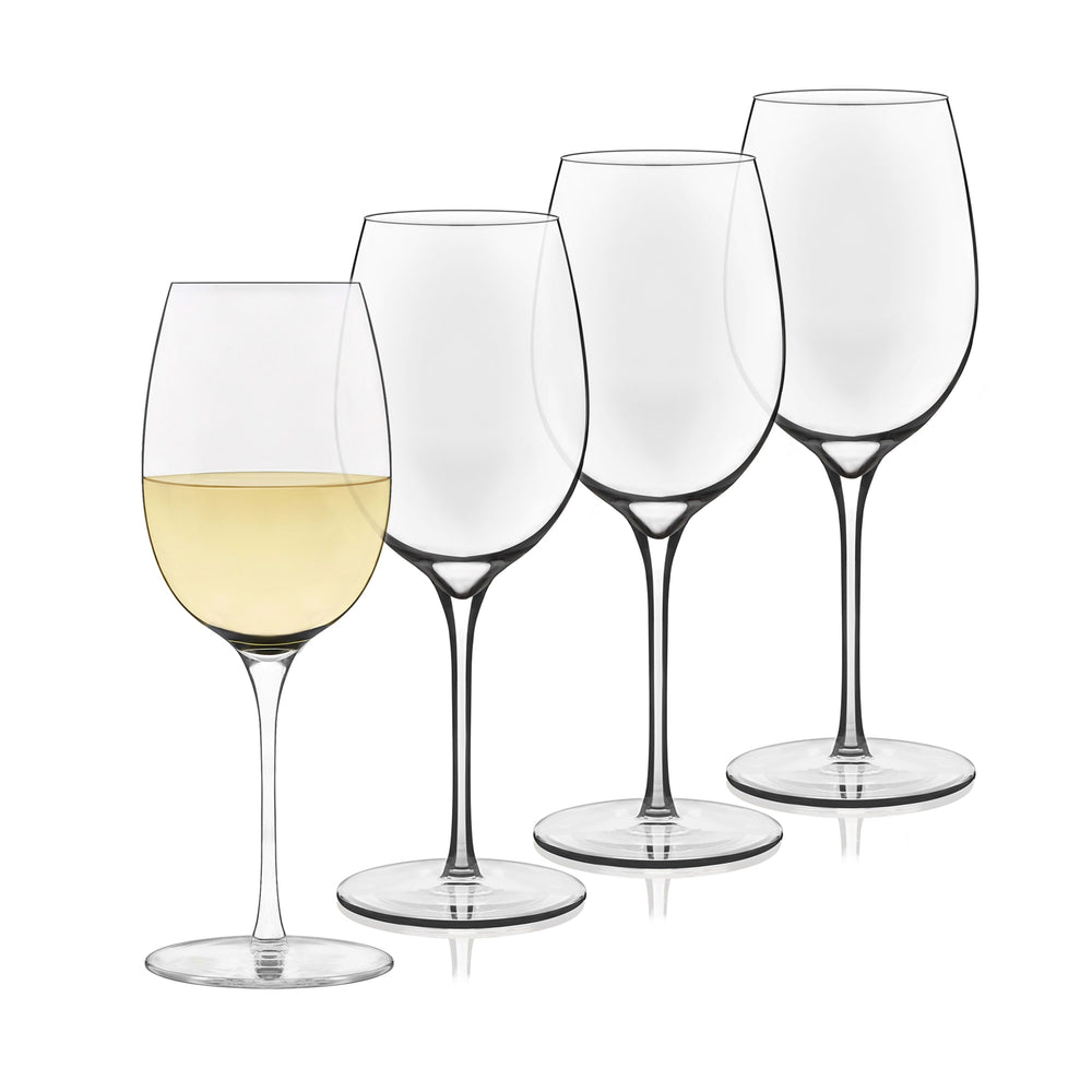 Easy-to-hold and swirl set of four 13.25-ounce white wine glasses — perfect for Chardonnay, Sauvignon Blanc, Pinot Grigio, Riesling, and more