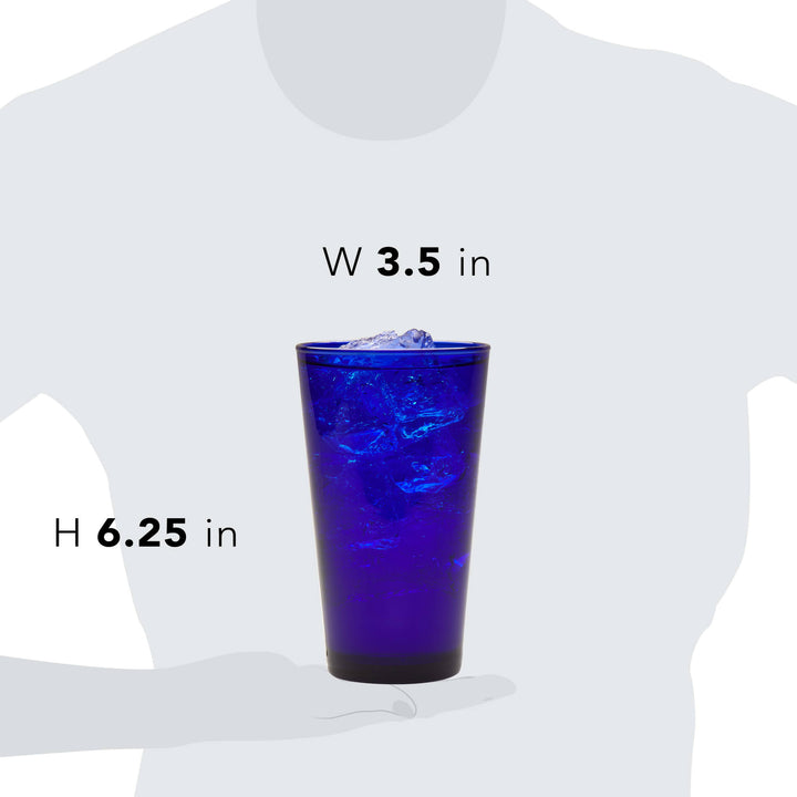 Includes eight 17.25-ounce glasses (3.5-inch diameter x 6.25-inch height)