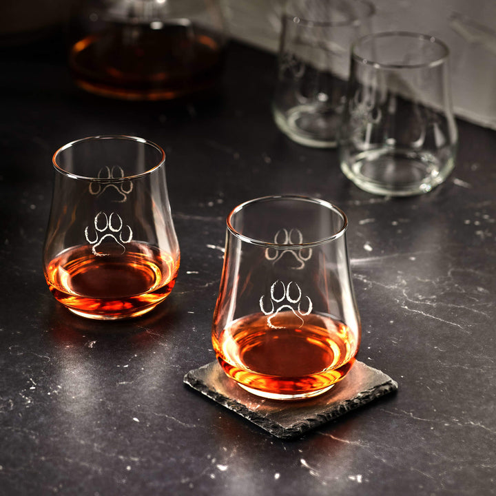 Includes 4, 17-ounce stemless glasses (3.7-inch diameter by 4.2-inch height)