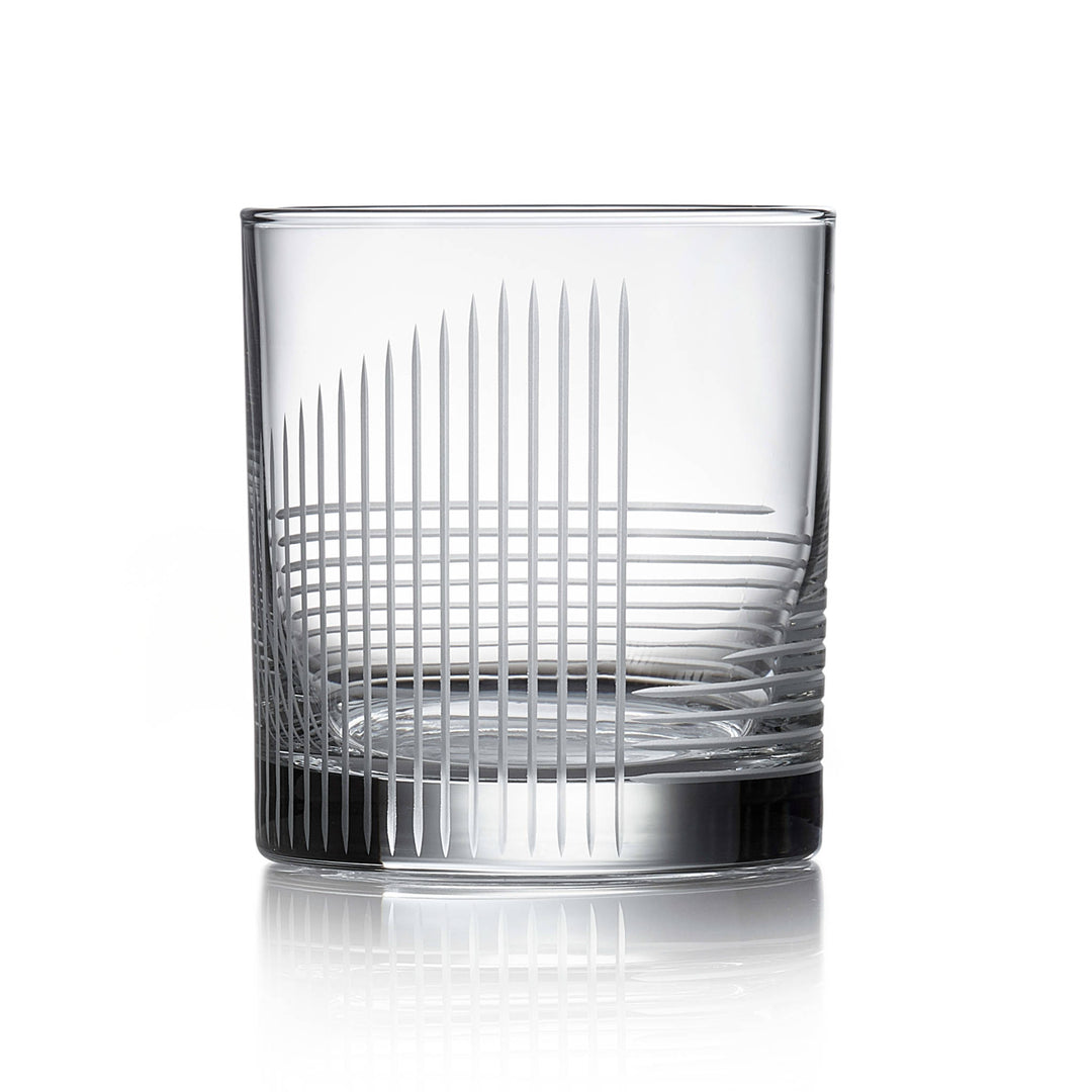 Includes four 11-ounce double old-fashioned rocks glasses (3.25-inch diameter by 3.5-inch height)