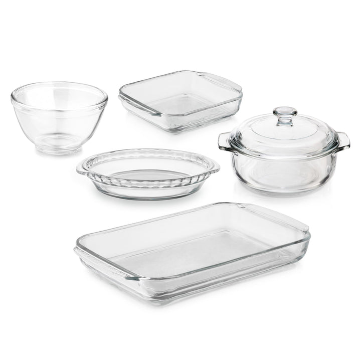 Libbey Baker's Basics 5-Piece Glass Casserole Baking Dish Set with 1 Cover