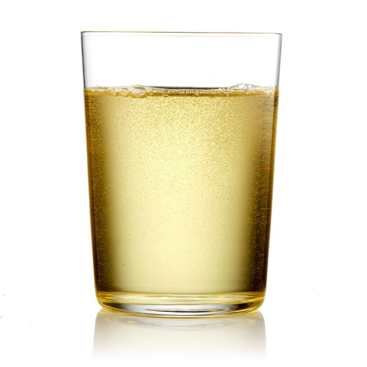 Sleek, minimalist tumbler glass allows any drink to shine