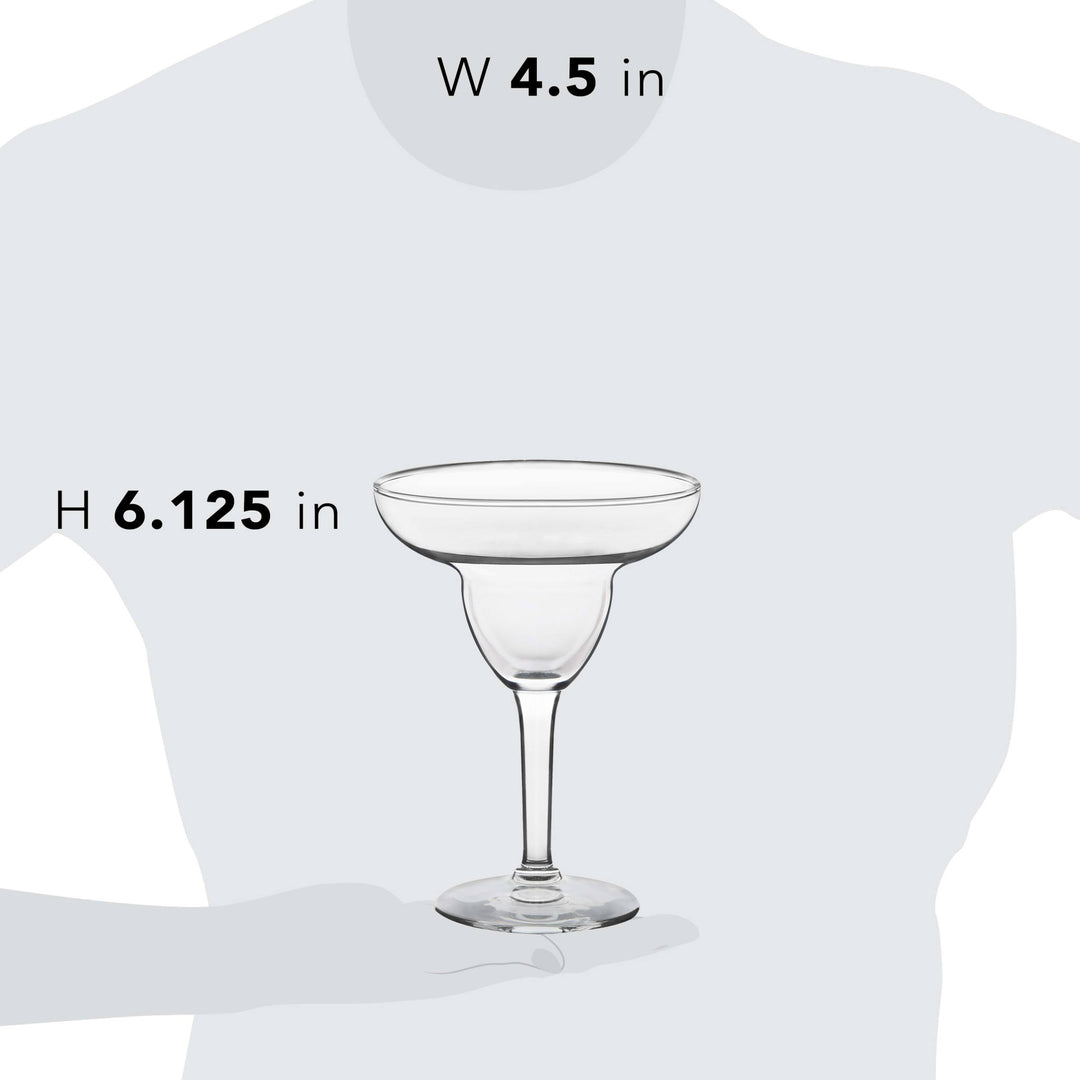 Includes 12, 9-ounce margarita glasses (4.5-inch diameter by 6.125-inch height)