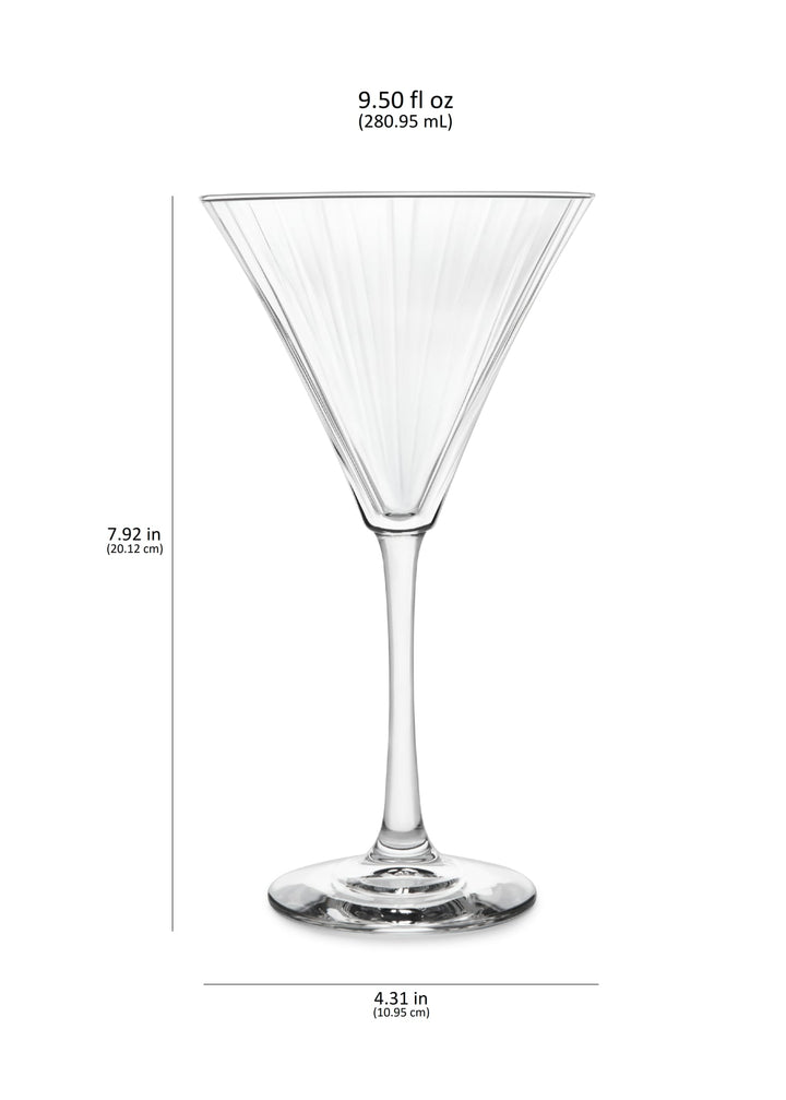 Libbey Paneled Martini Glasses, 9.5 ounce, Set of 4