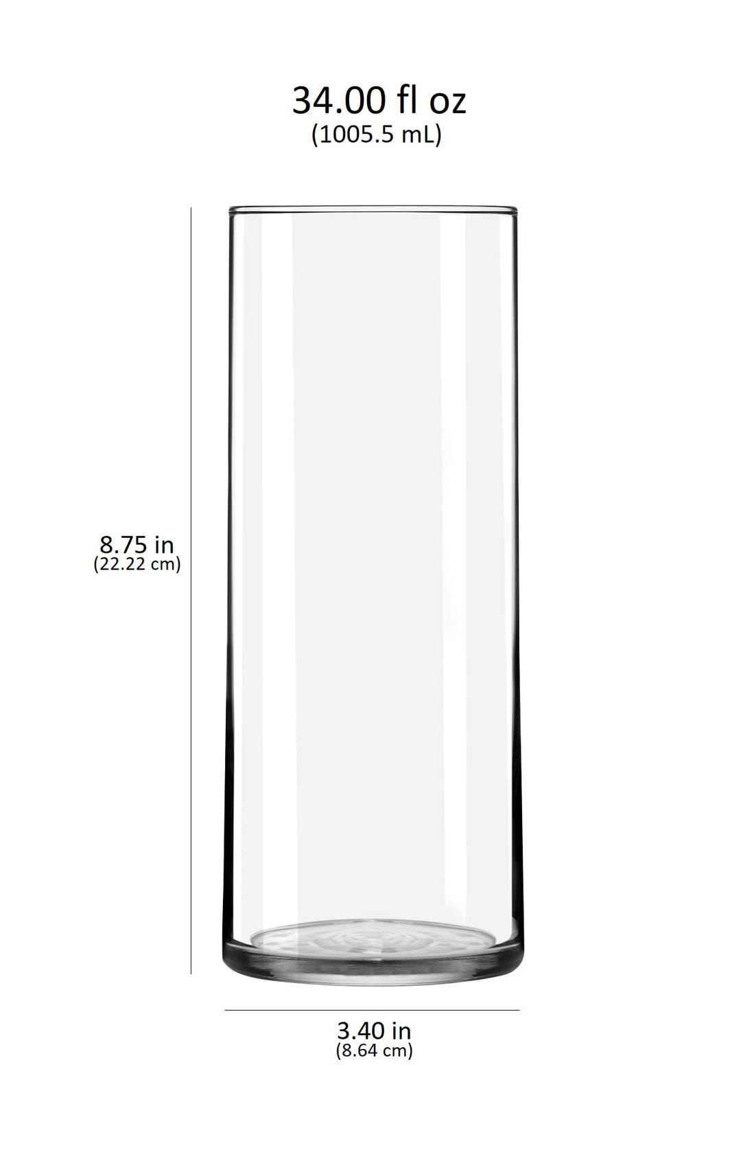 Includes 12, (8.75-inch tall x 3.4-inch wide) glass vases