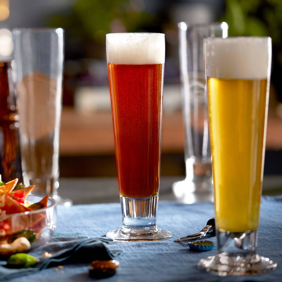 Slender glass design enhances the flavor profile of your favorite beers — from Pilsner, Kolsch, and Lager to Bock, Hefeweizen, and Witbier