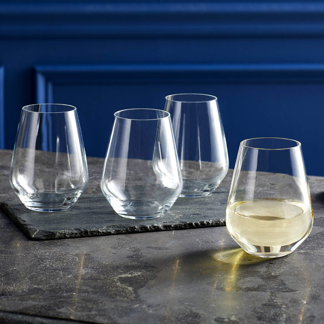 Set includes 6, 18-ounce stemless wine glasses