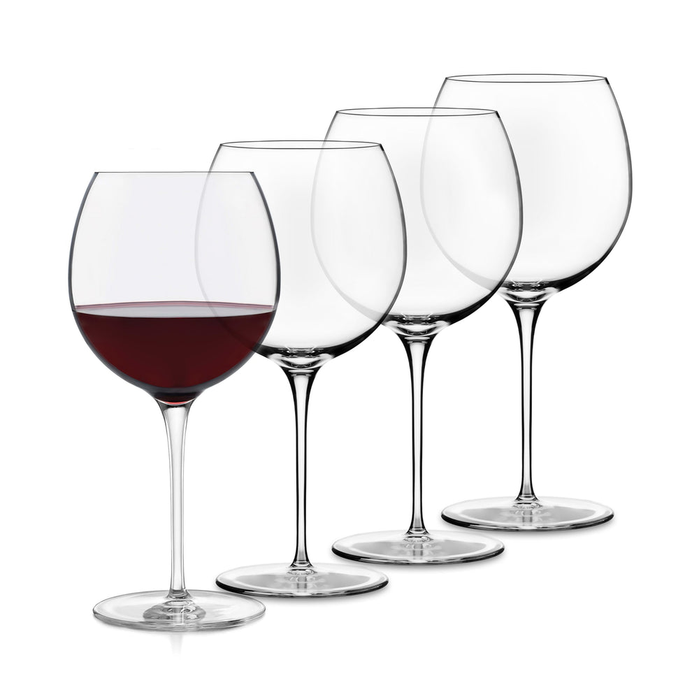 Easy-to-hold and swirl set of four 24-ounce balloon red wine glasses — perfect for Cabernet Sauvignon, Merlot, Shiraz, Zinfandel, and more