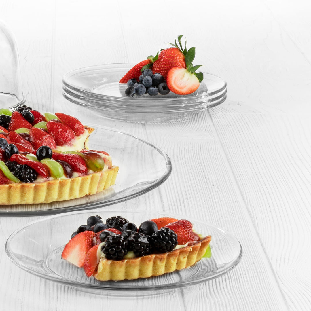 Includes 12, 7.5-inch glass salad or dessert plates