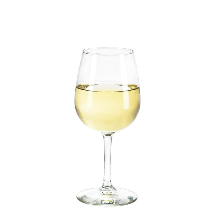 Beautiful wine tasting glass has wide bowl to enhance aromas