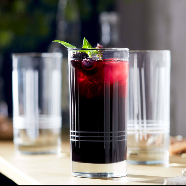 Versatile set of glasses coordinates easily with your existing barware, making a beautiful addition for dinner parties, cocktail hours, or everyday use
