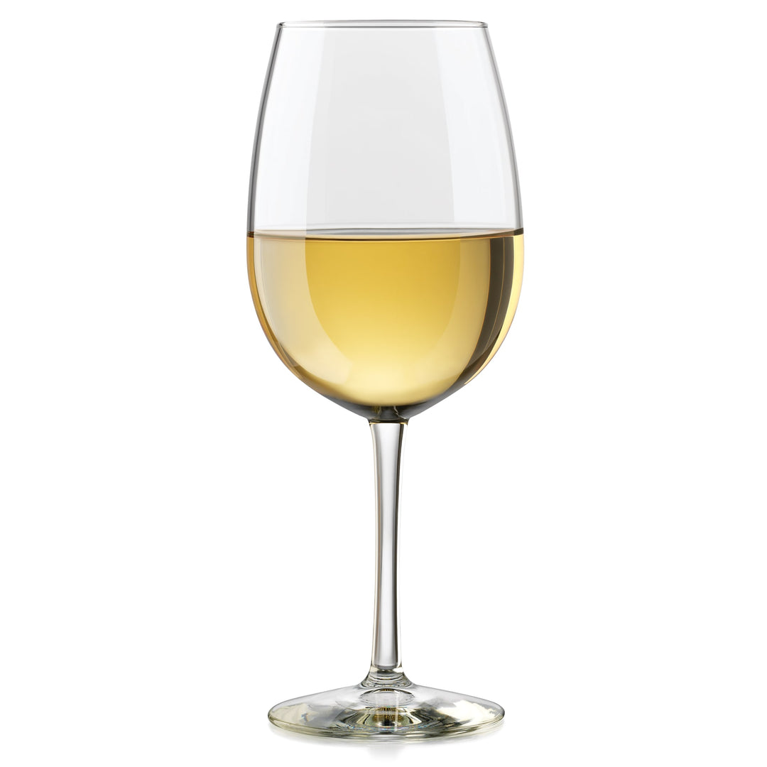 Tall, large capacity wine glass has all-purpose shape suited to any varietal