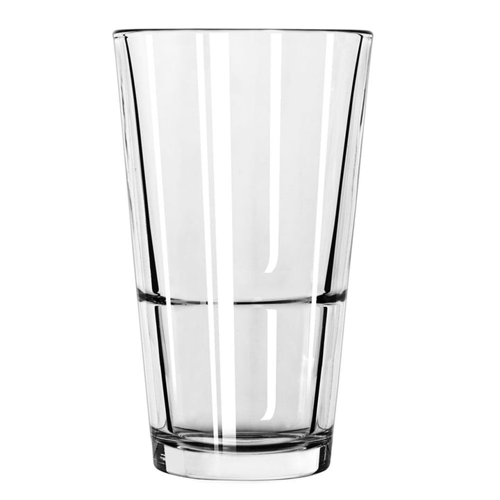 All-purpose stackable mixing glass has large capacity for cocktails, beer, water and soda.