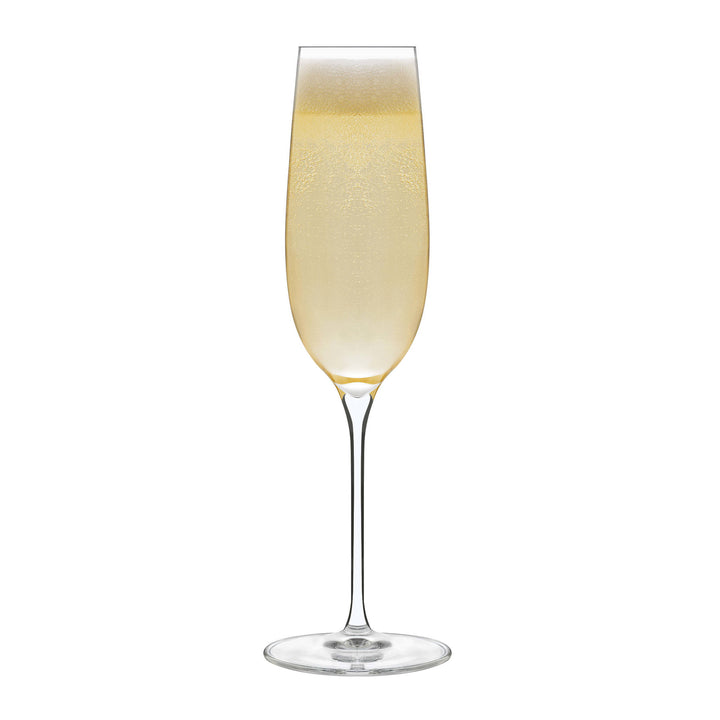 Easy-to-hold, stylish set of champagne glasses for special occasions or everyday use — four 8-ounce flutes