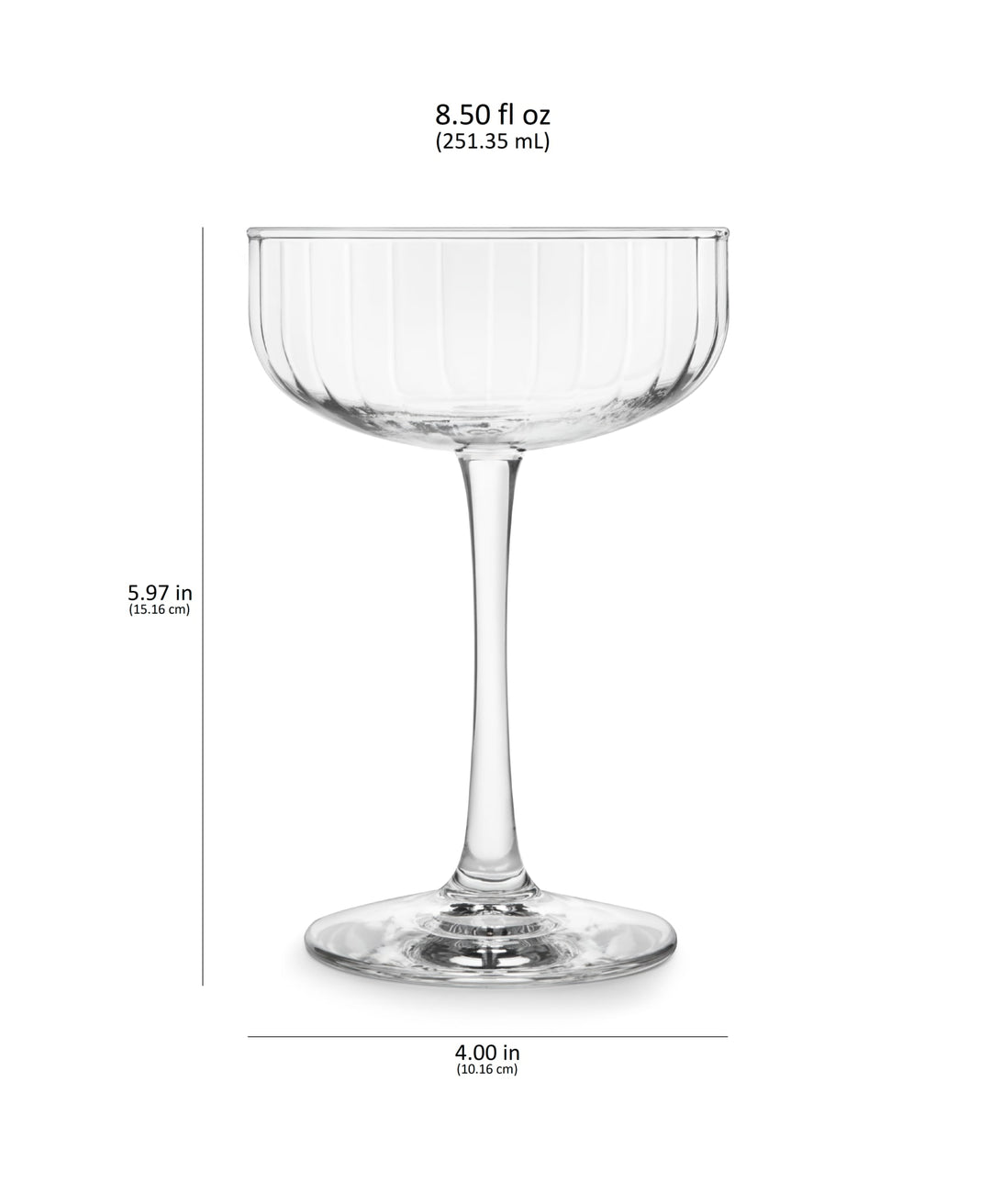 Libbey Paneled Coupe Cocktail Glasses, 8.5 ounce, Set of 4