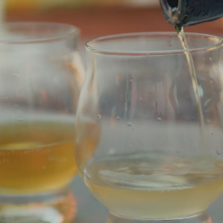 Libbey Signature Kentucky Bourbon Trail Whiskey Tasting Set, 4 Whiskey Glasses with Wood Paddle