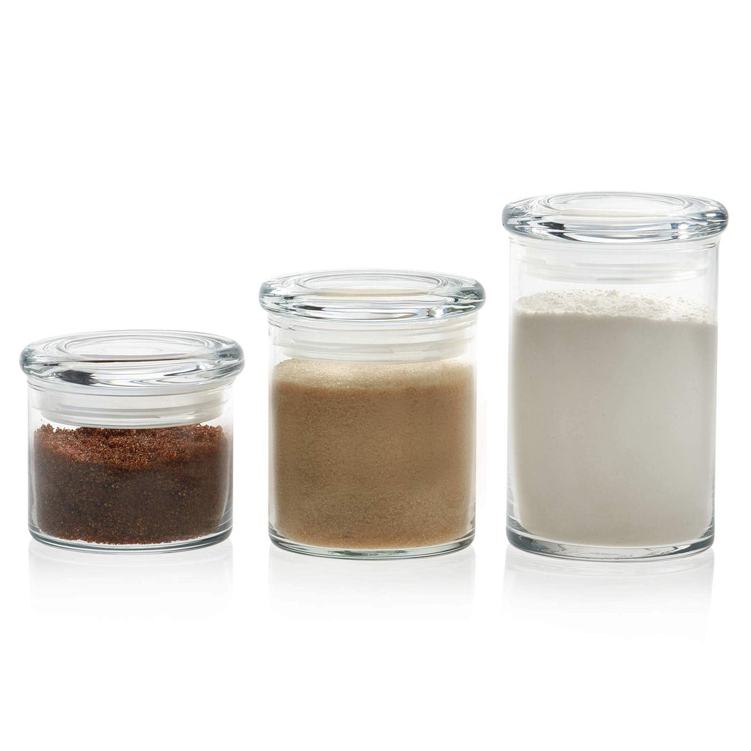 Versatile set of multi-size lidded jars for storing go-to ingredients, leftovers, craft supplies, and more — includes 15-ounce, 22-ounce, and 31-ounce jars