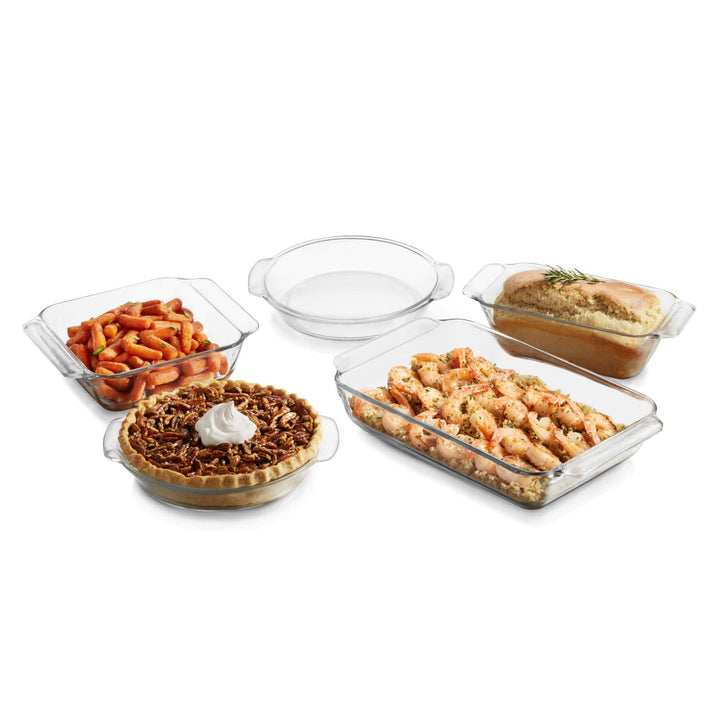 Revolutionary glass construction makes these versatile, sizable serving dishes safe for oven, microwave, refrigerator, and freezer; clear glass lets you monitor baking, serve your creation in style, and see inside while stored